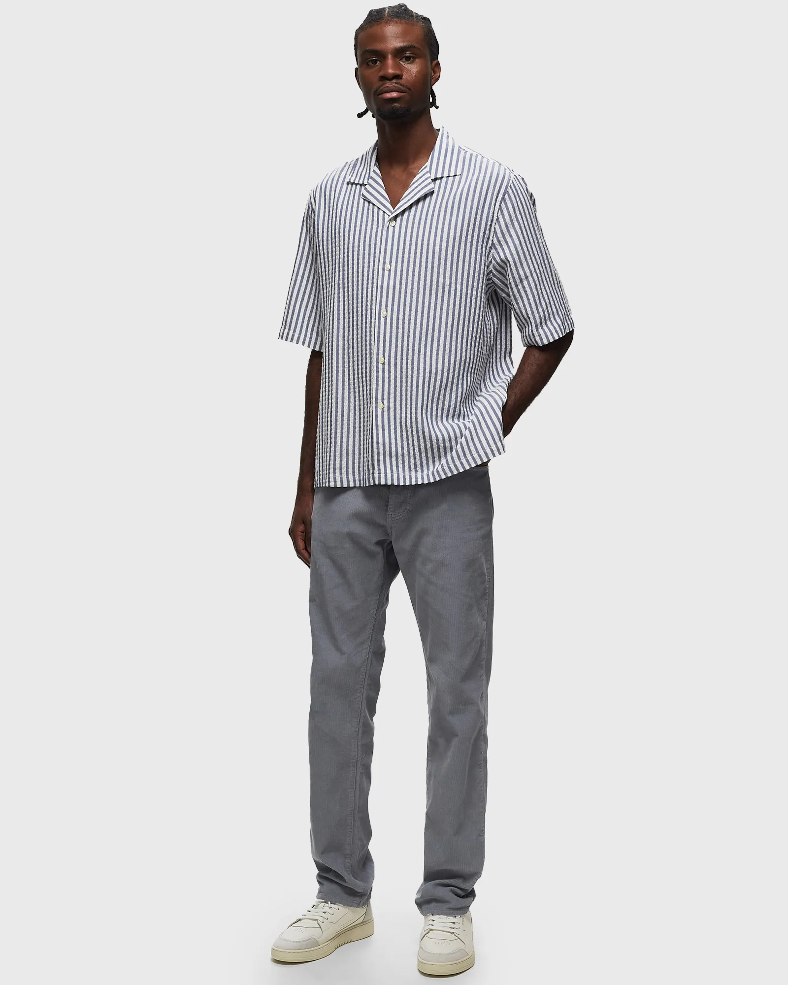 Officine Générale EREN SS CAMISA COM RISCAS DE ALGODÃO TEXTURADO