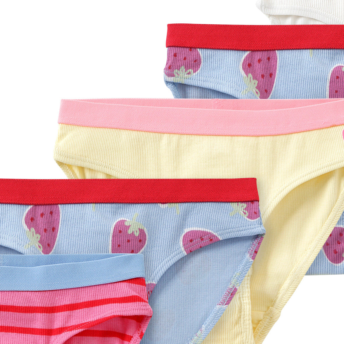 Famy 5 Mädchen Slips mit Rippstruktur hellblau / hellgelb / weiss