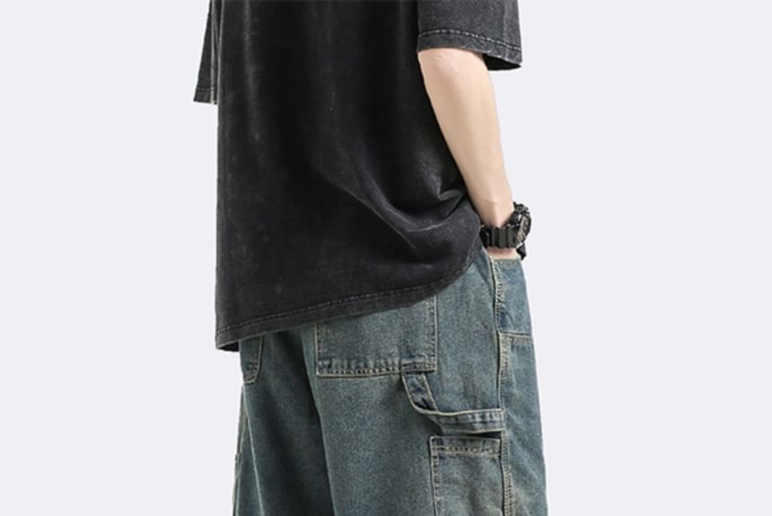 Adotuastic - Hoge taille omgekeerde denim shorts