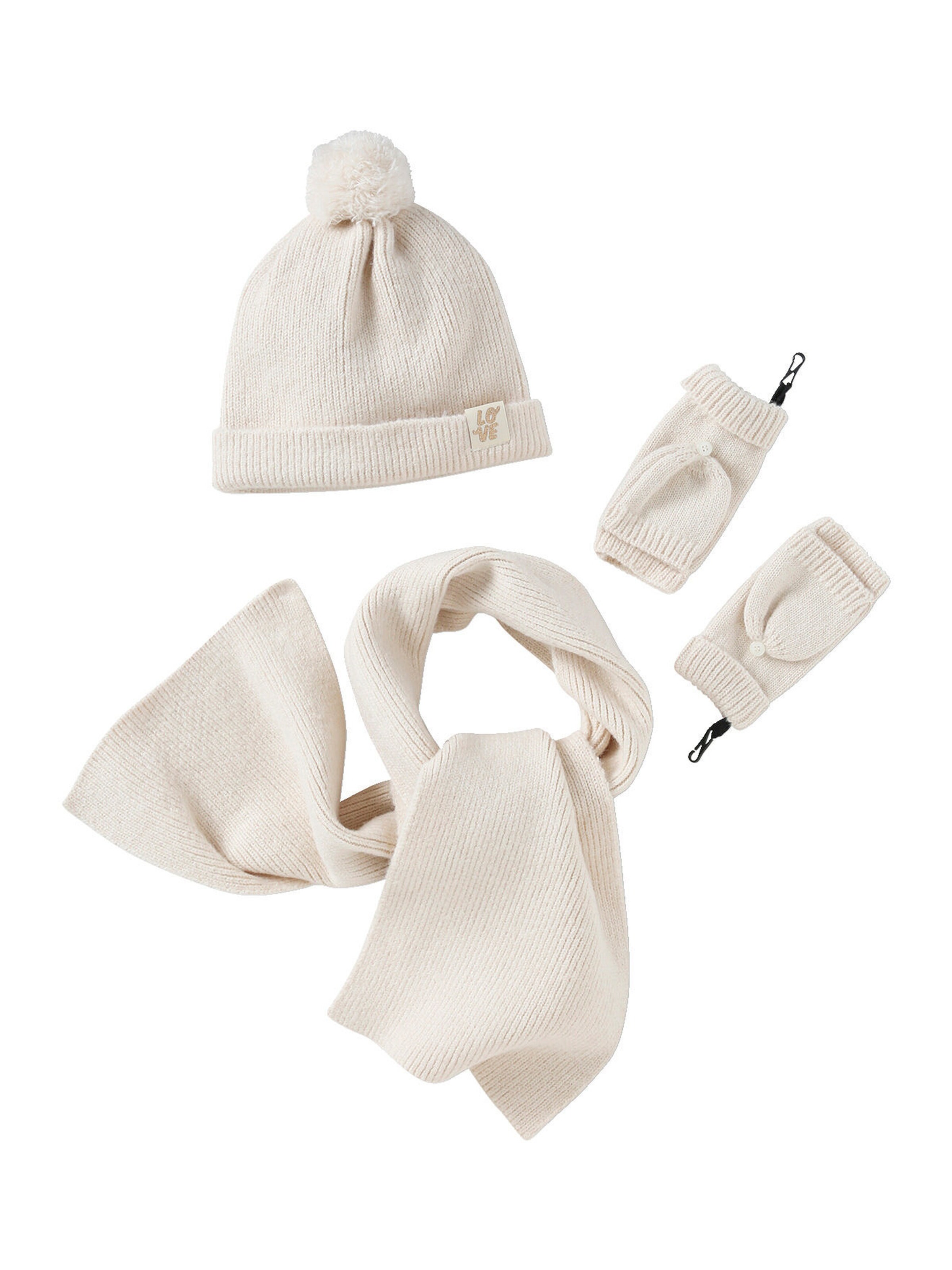 Vertbaudet Mädchen Set: Mütze, Schal & Handschuhe beige meliert