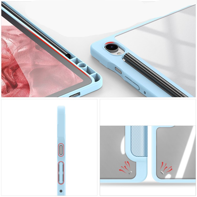 Samsung Galaxy Tab S9 Leder Tasche Smart Cover Schutzhülle   S-Pen Halter - Blau