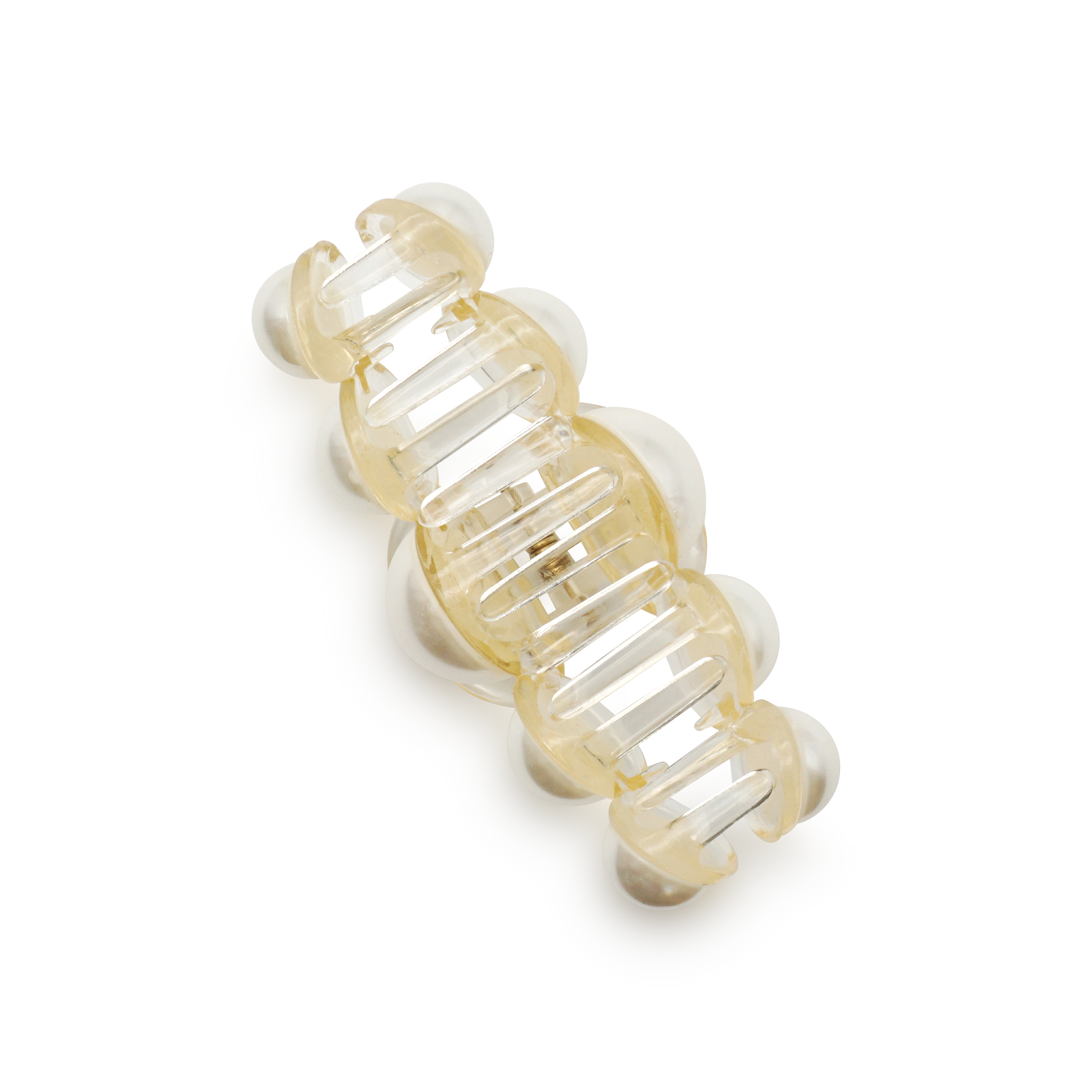 (10cm) Haarspange Klammer Perlen Krallen Clip Haarschmuck  - Weiss