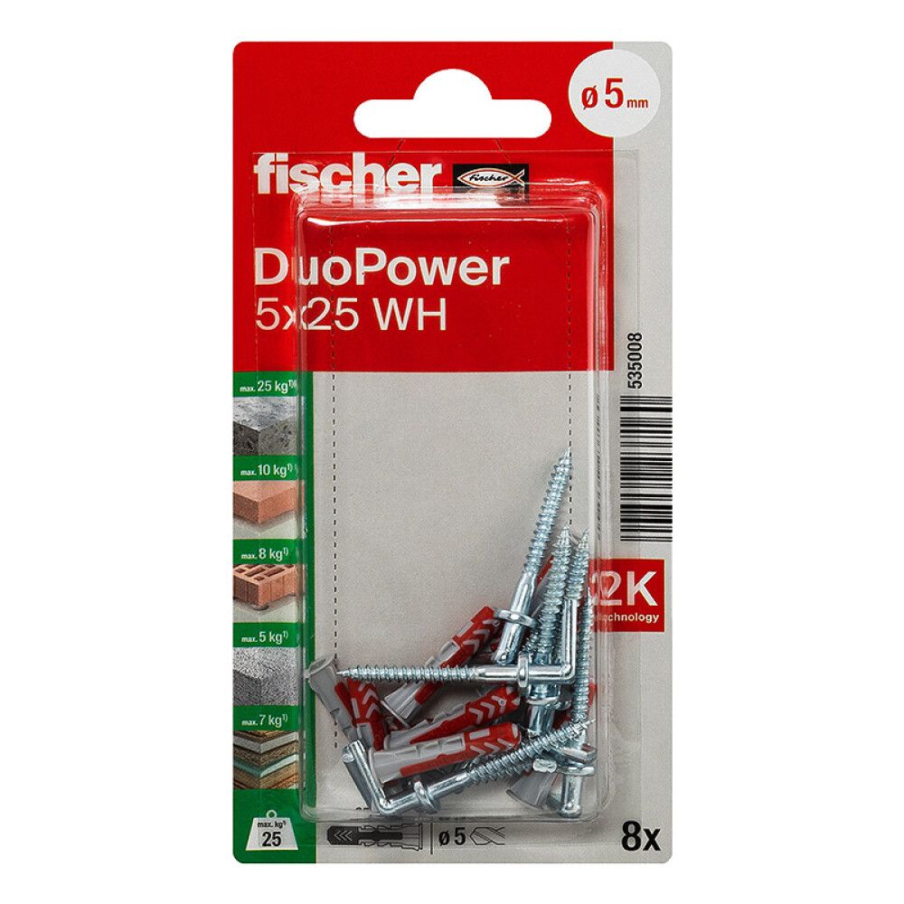 UNIVERSALPLUGG FISCHER DUOPOWER 5X25MM 8STK