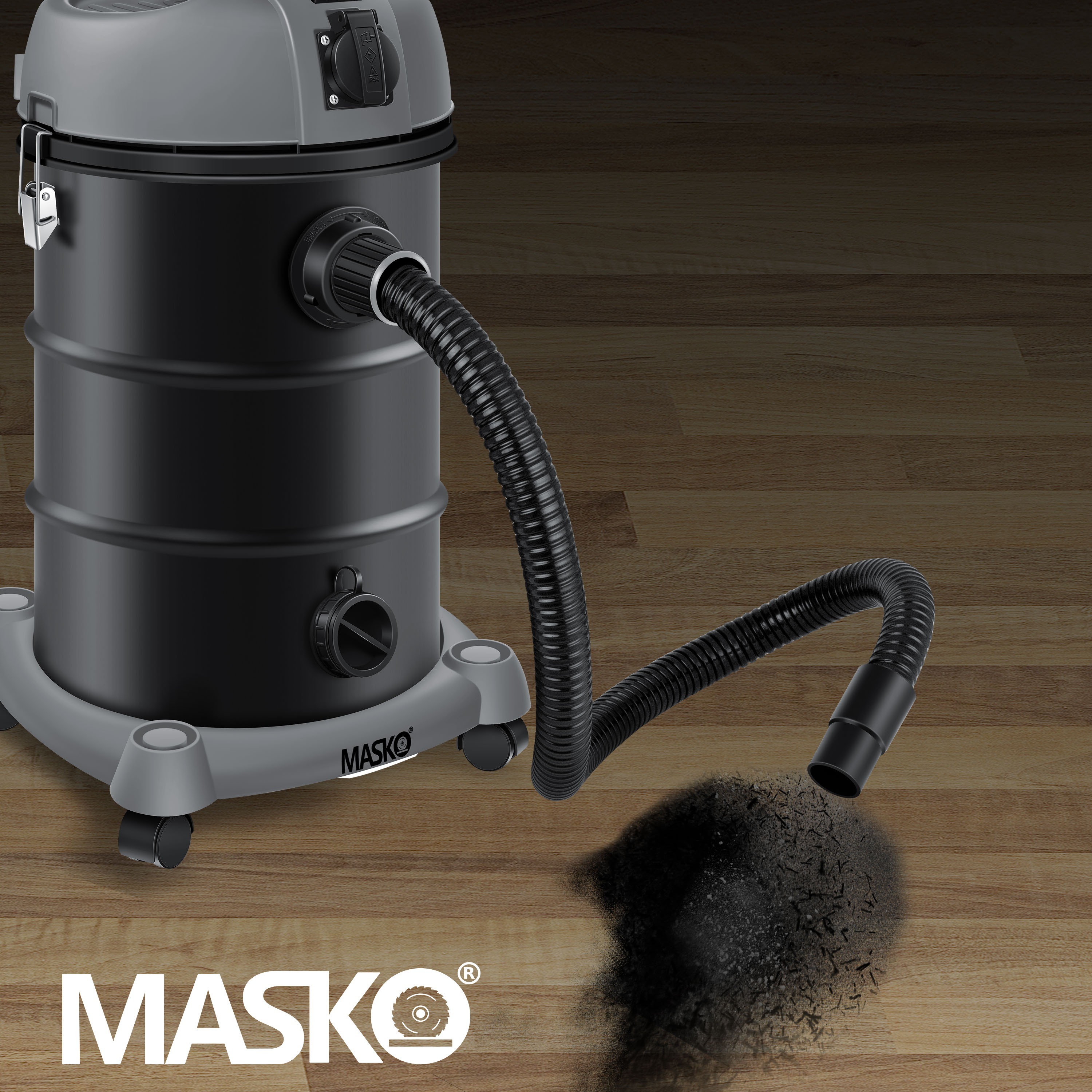 MASKO® 6IN1 Industriestaubsauger Staubsauger Nass Trocken Sauger Aschesauger 2300W + Steckdose ? Blasfunktion ? Trocken-Saugen & Nass-Saugen | Industrie-Sauger mit & ohne Beutel | beutellos