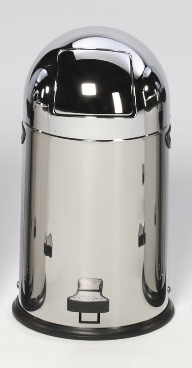 PROREGAL Classic Afvalbak met Klep, Binneninzetstuk, Voetpedaal, 22 Liter, HxBxD 64 x 40 x 40 cm, Roestvrij Staal, Zilver