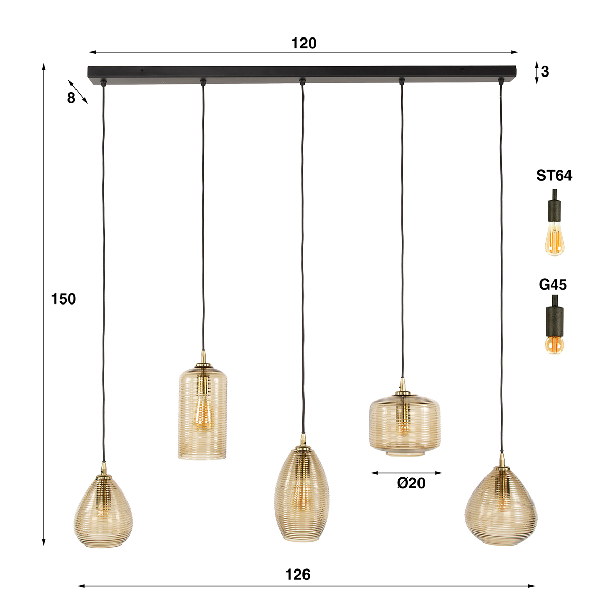 Hanglamp Nouveau Stripes 5