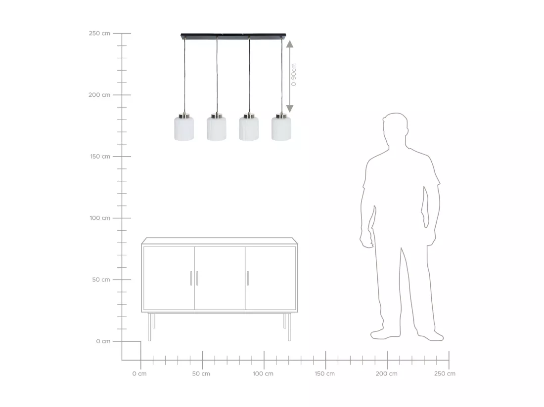Lampe suspension CAUDELO Métal Noir/blanc