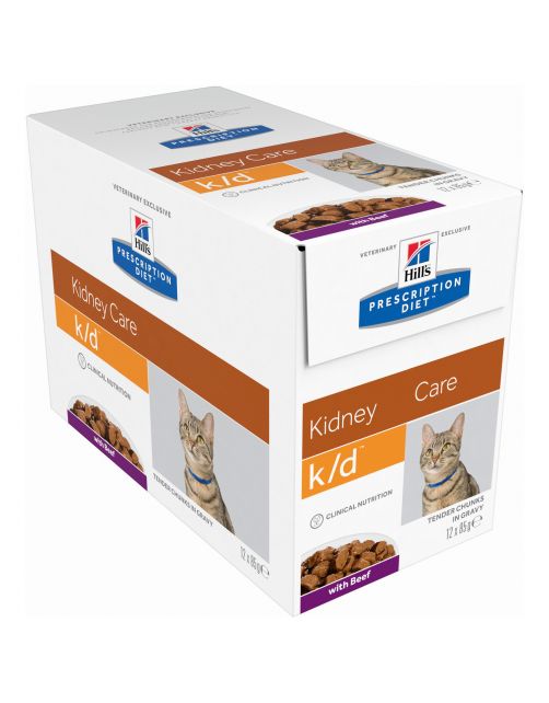 Hill's Prescription Diet K\/D Kidney Care Maaltijdzakjes - Kattenvoer - Rund 12x85 g