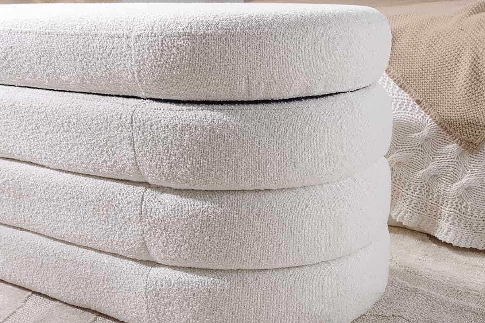 Extravagante Polsterbank VOGUE 115cm creme weiß Bouclé Sitzbank mit Stauraum