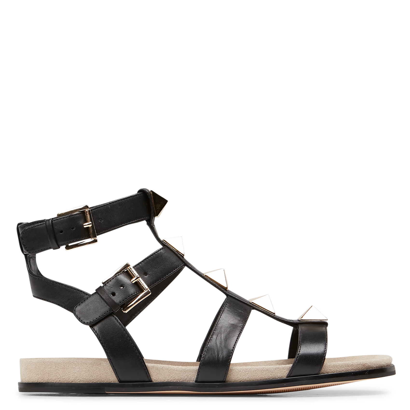 Sandales plates en cuir | Noir