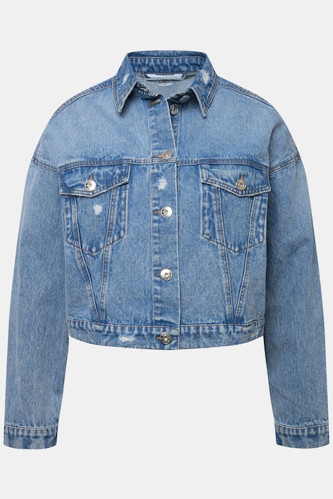 Jeansjacke, oversized, Hemdkragen, Brusttaschen