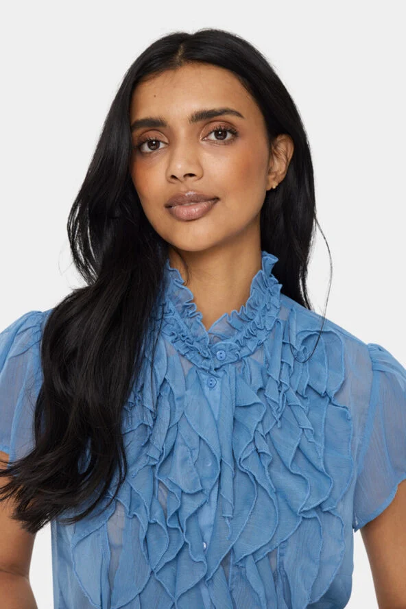 Saint Tropez LiljaSZ Crinkle SS Shirt Captain's blue