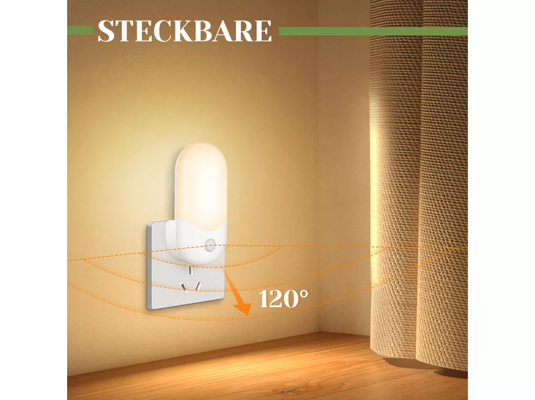 NETTLIFE veilleuse enfant pack de 4 LED avec capteur crépusculaire 1W lumière d'orientation chambre d'enfant lampe de nuit