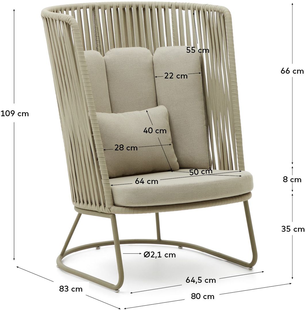 Kave Home   Saconca Hoge Outdoor Fauteuil