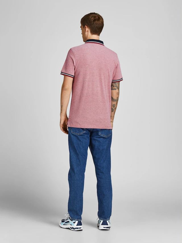 Jack & Jones Poloshirt »JJEPAULOS im Doppelpack mit Logostickerei und Komfort« Packung, 2er-Pack, 2 Stk. unifarben mit Farbeinsatz, modisch, schmal, Baumwolle, Polokragen