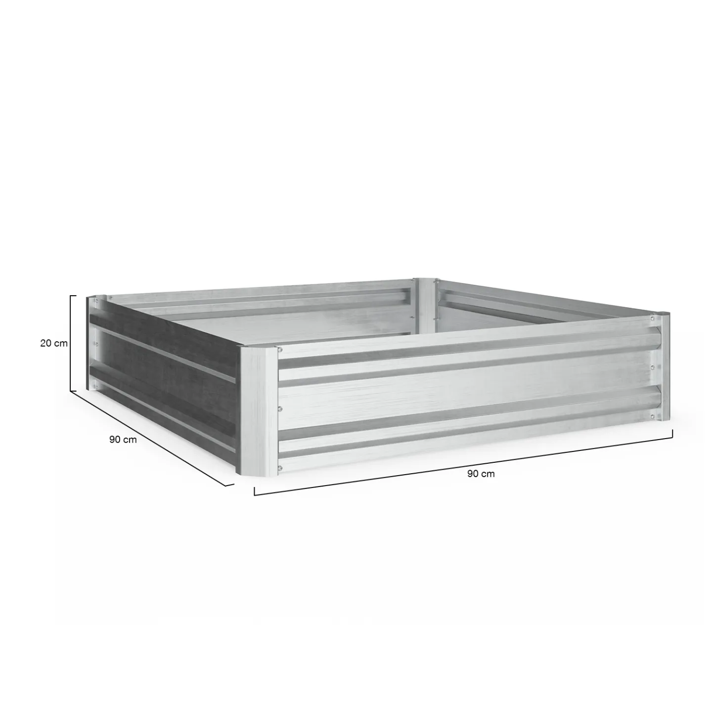 Lot de 2 carrés potager en métal châssis carré 90 x 90 cm gris argenté