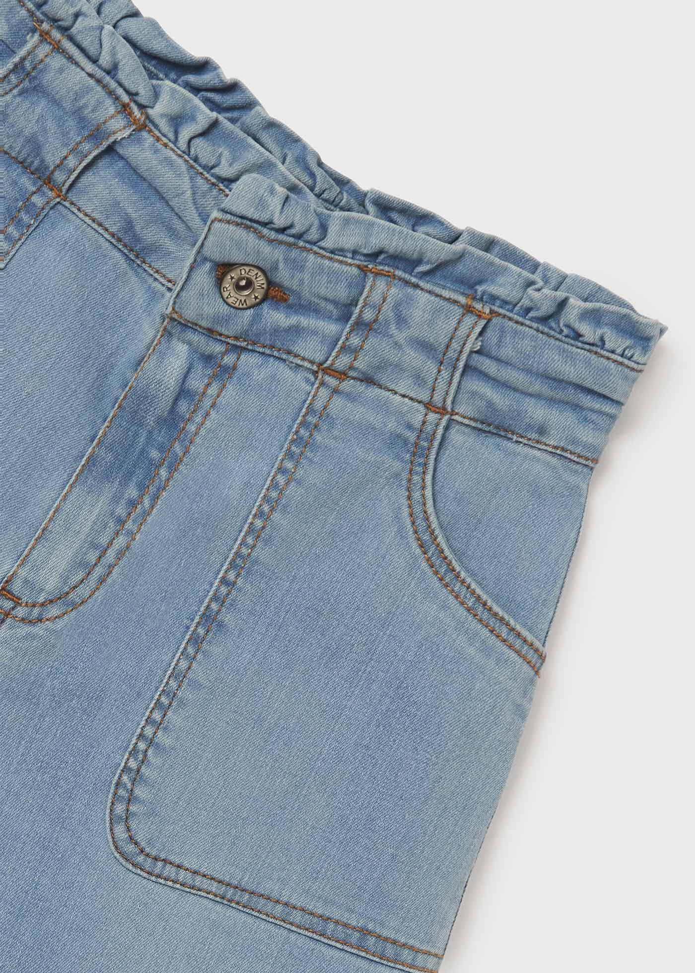 Shorts jeans de algodão de cintura alta para meninas