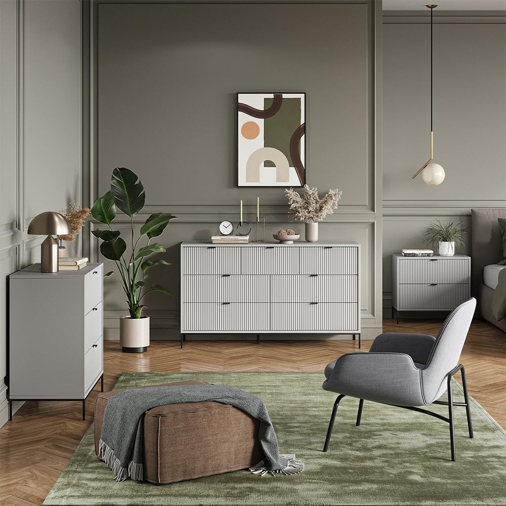 Vicco Kommode Eliza, Grau, 120 x 81.2 cm mit 2 Schubladen und 2 Türen