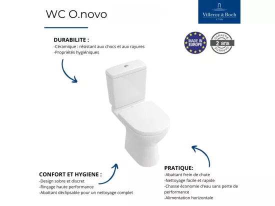 WC à poser sortie verticale VILLEROY ET BOCH O.novo + abattant