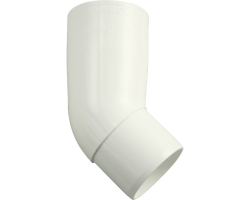 Marley afvoerbocht, kunststof, rond, 45 graden, verkeerswit RAL 9016, nominale breedte 53 mm