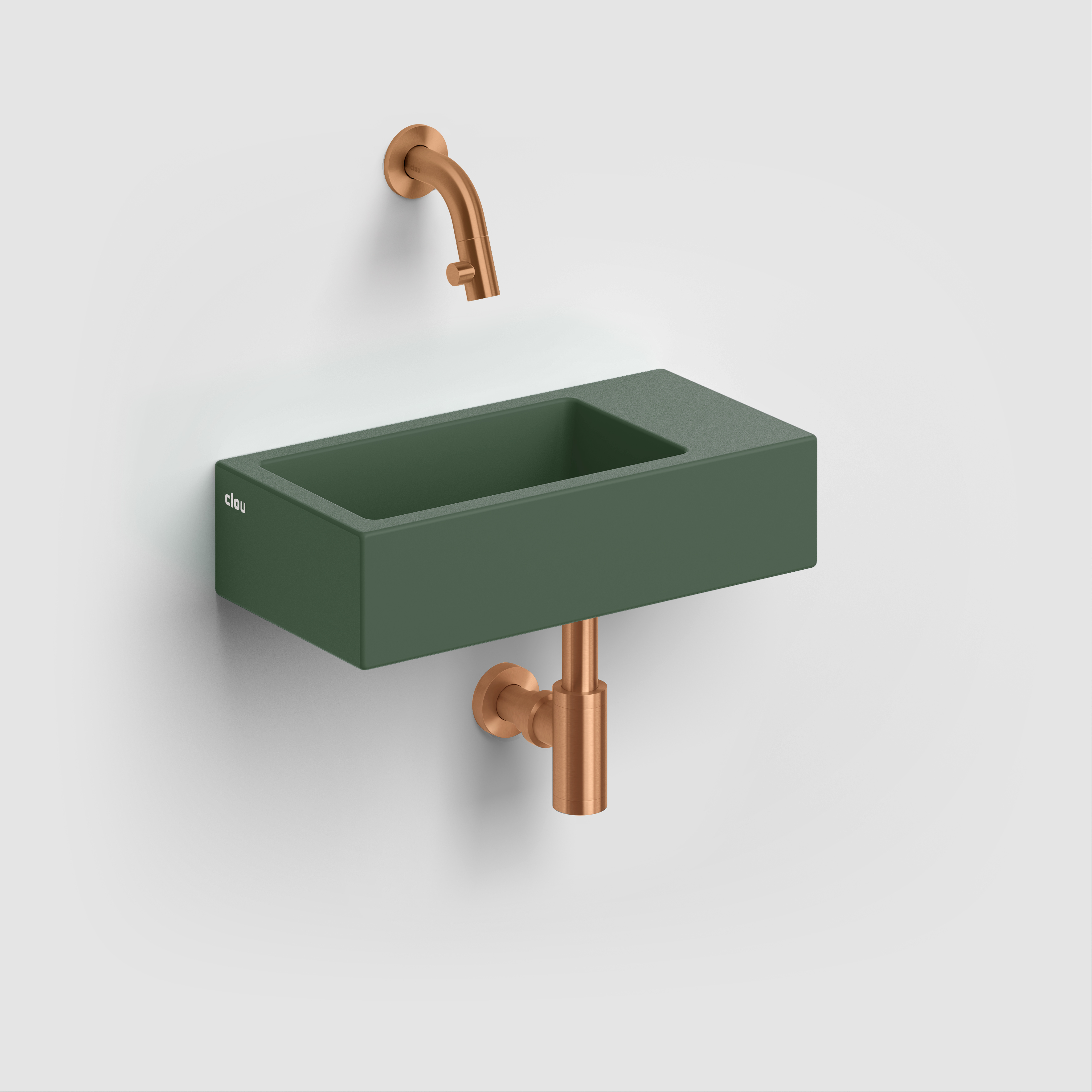 Clou Flush 3 keramische fontein 36cm zonder kraangat rechts groen mat