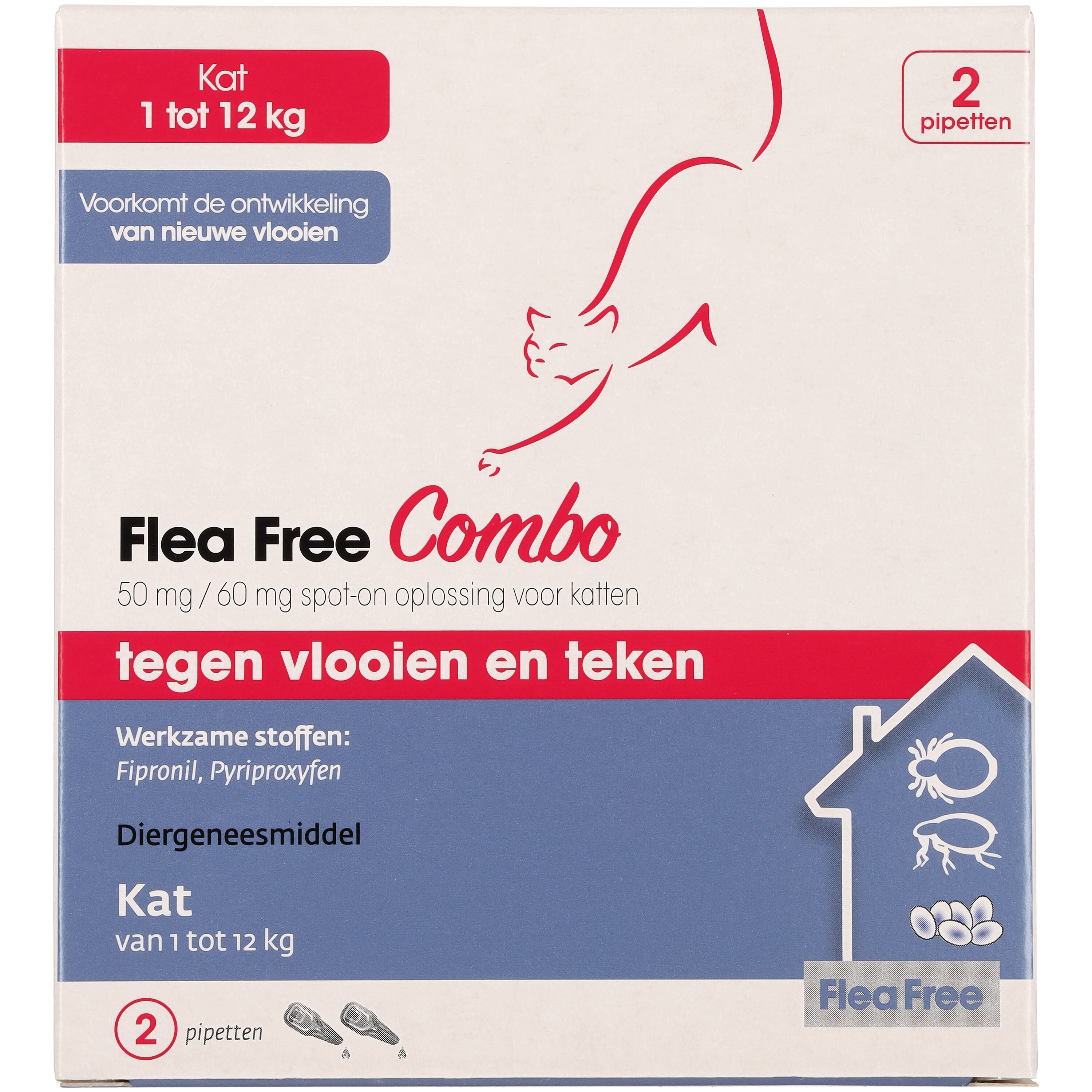 Flea Free Ectoline duo Kat 2 pipetten - Vlooien- en tekenmiddel - 2 Stuks