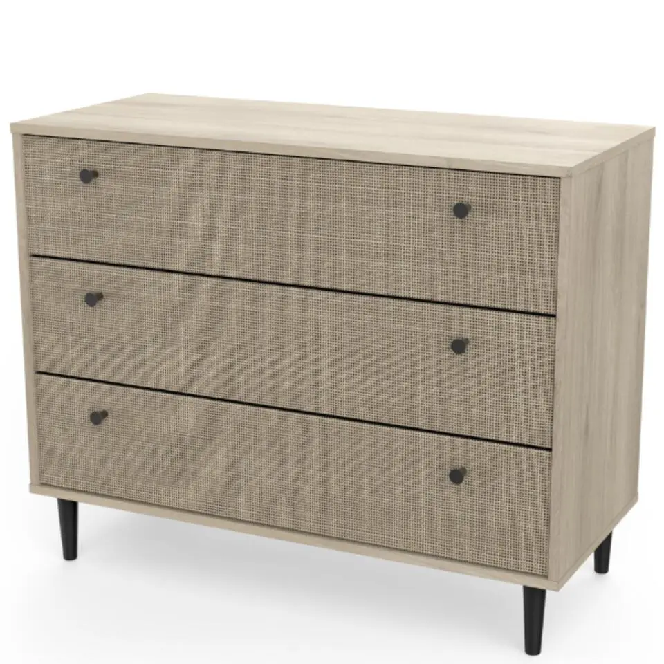 Ladekast Sayuri 3 lades-Kronberg eik/wicker