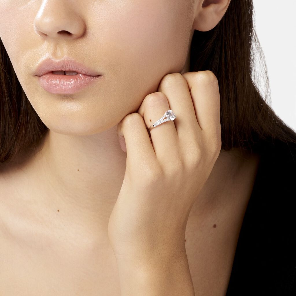Bague Solitaire Carolina Or Blanc Oxyde De Zirconium