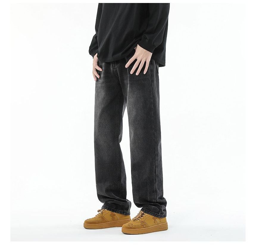 FOEV - Mid Rise Washed Loose Fit Jeans