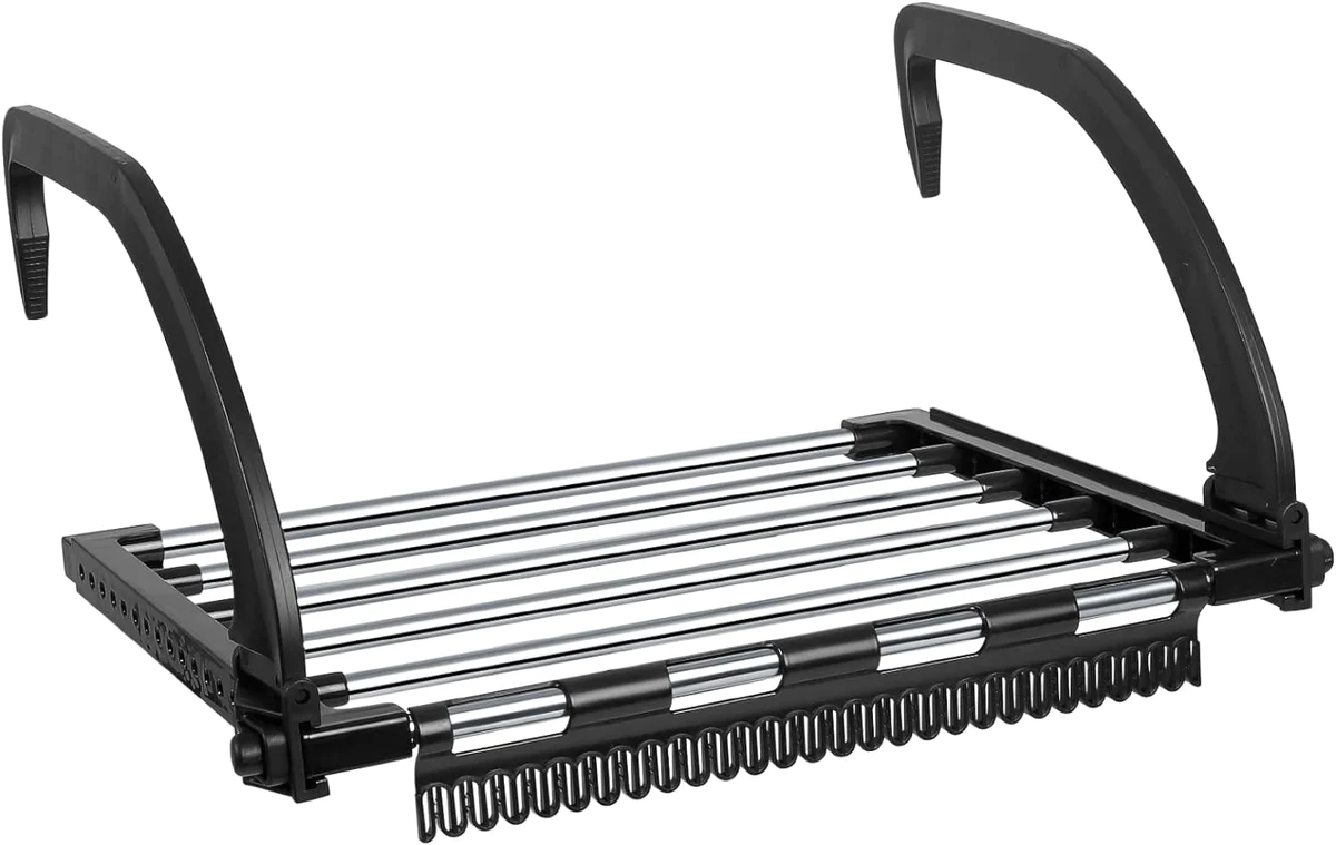 Séchoirs à Linge Pliable en Acier inox noir Vendos85