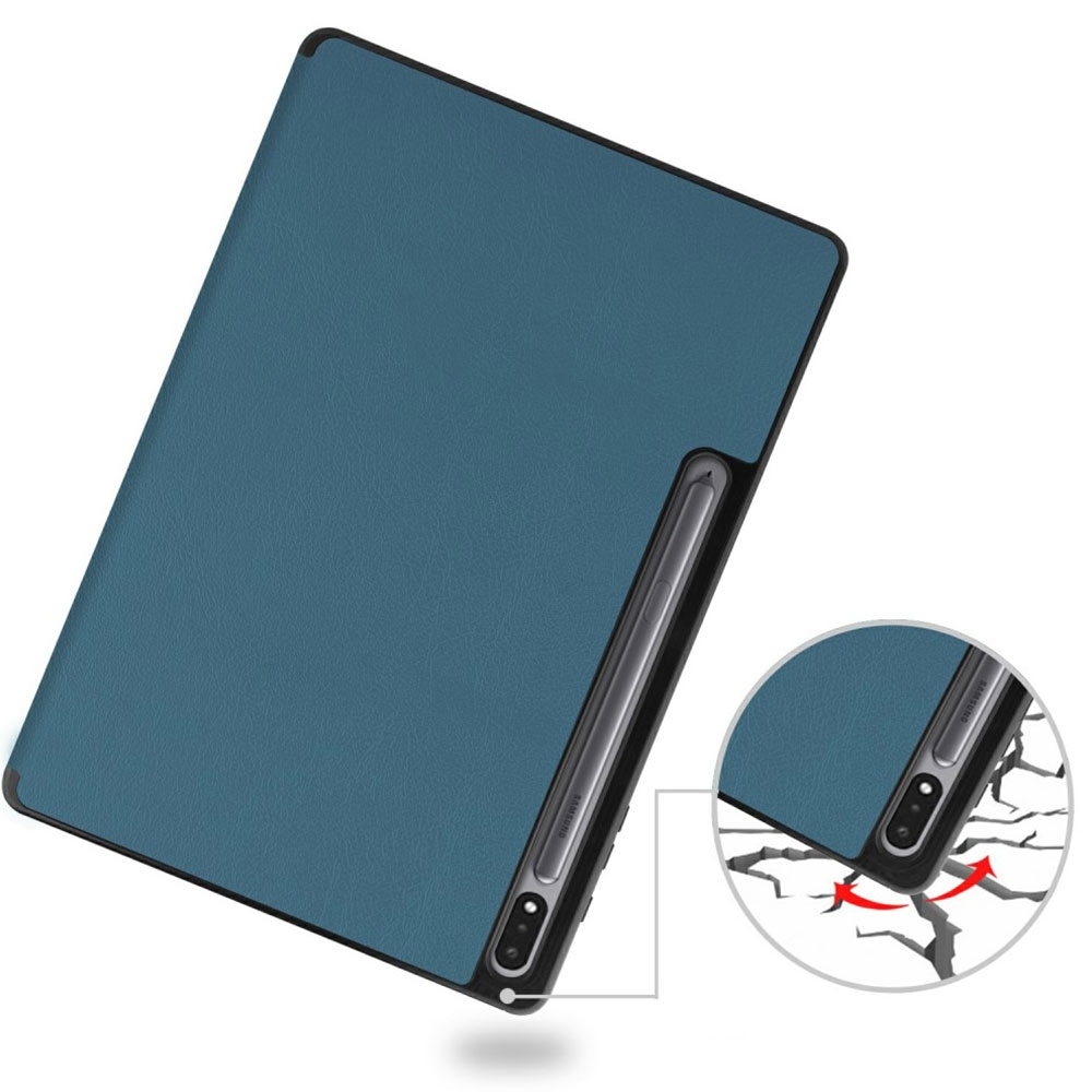 Samsung Galaxy Tab S8  Plus / Tab S7  Plus Leder Tasche Smart Cover Hülle Litchi Look   S-Pen Halterung - Grün