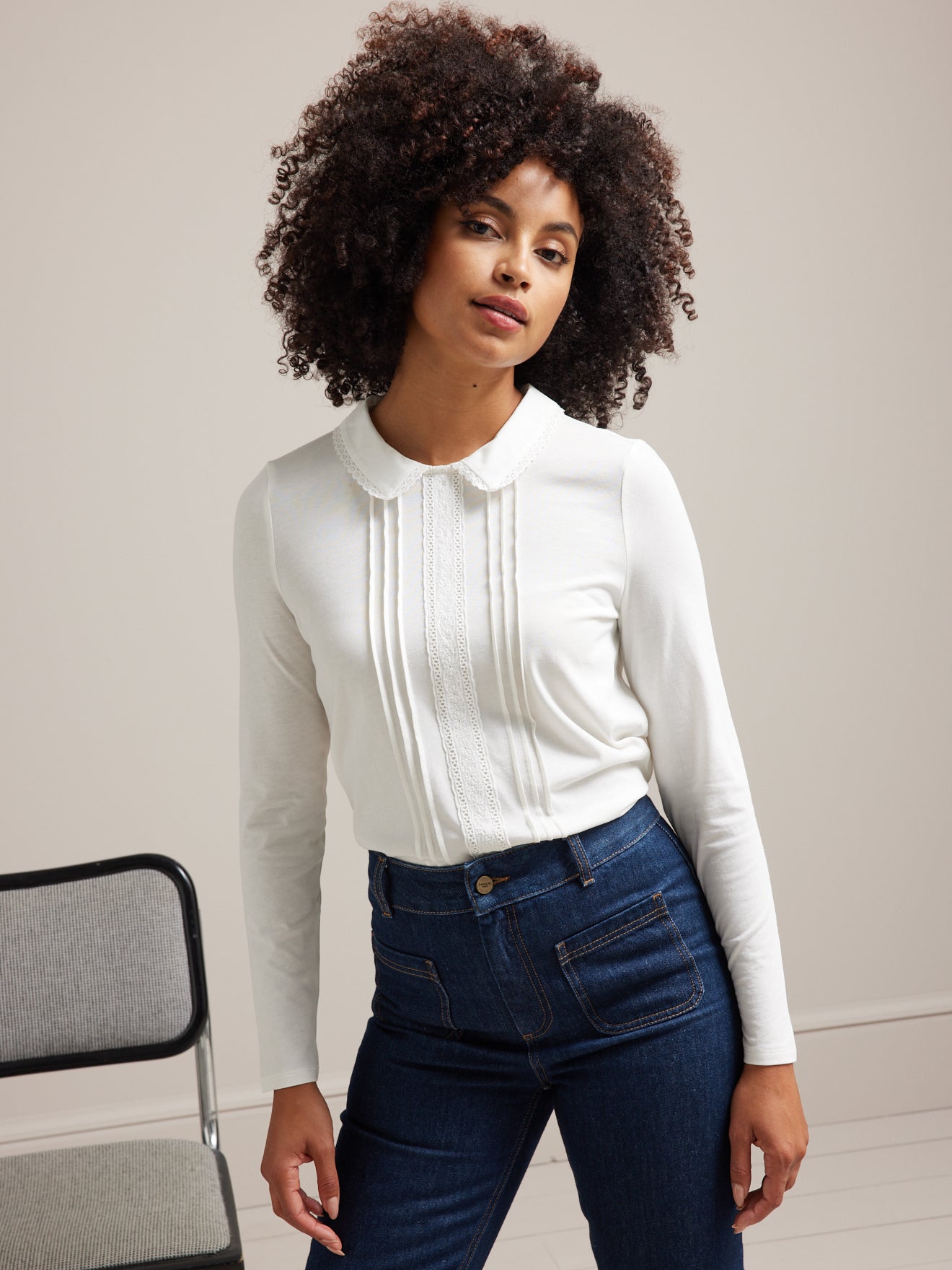 T-shirt col claudine femme - modal et coton biologique