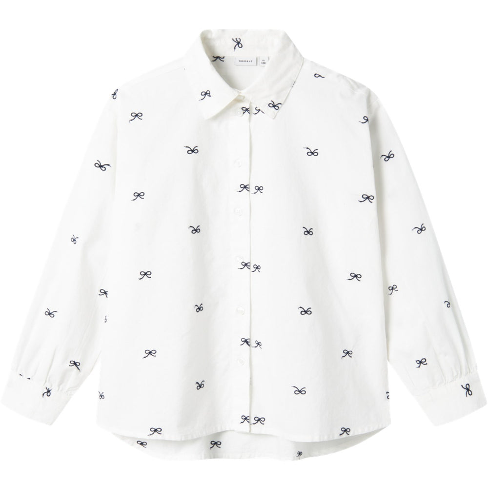 Køb Name It Bright White Bow Filippas Oversize Long Skjorte