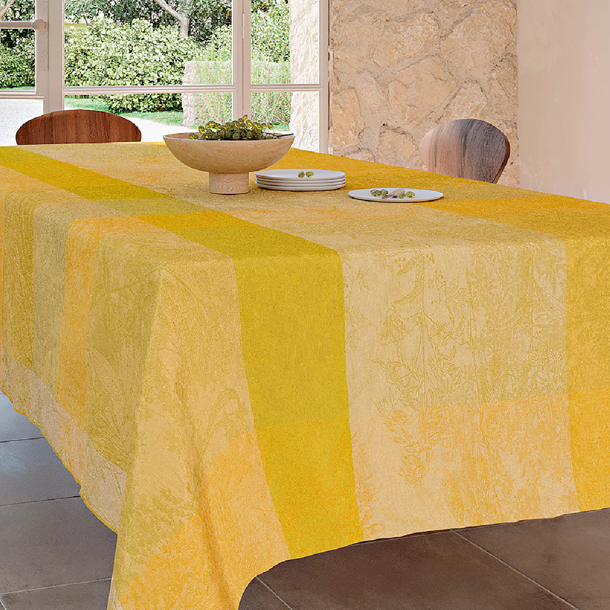 Chemin de table pur coton jaune 55X180 Garnier Thiebaut