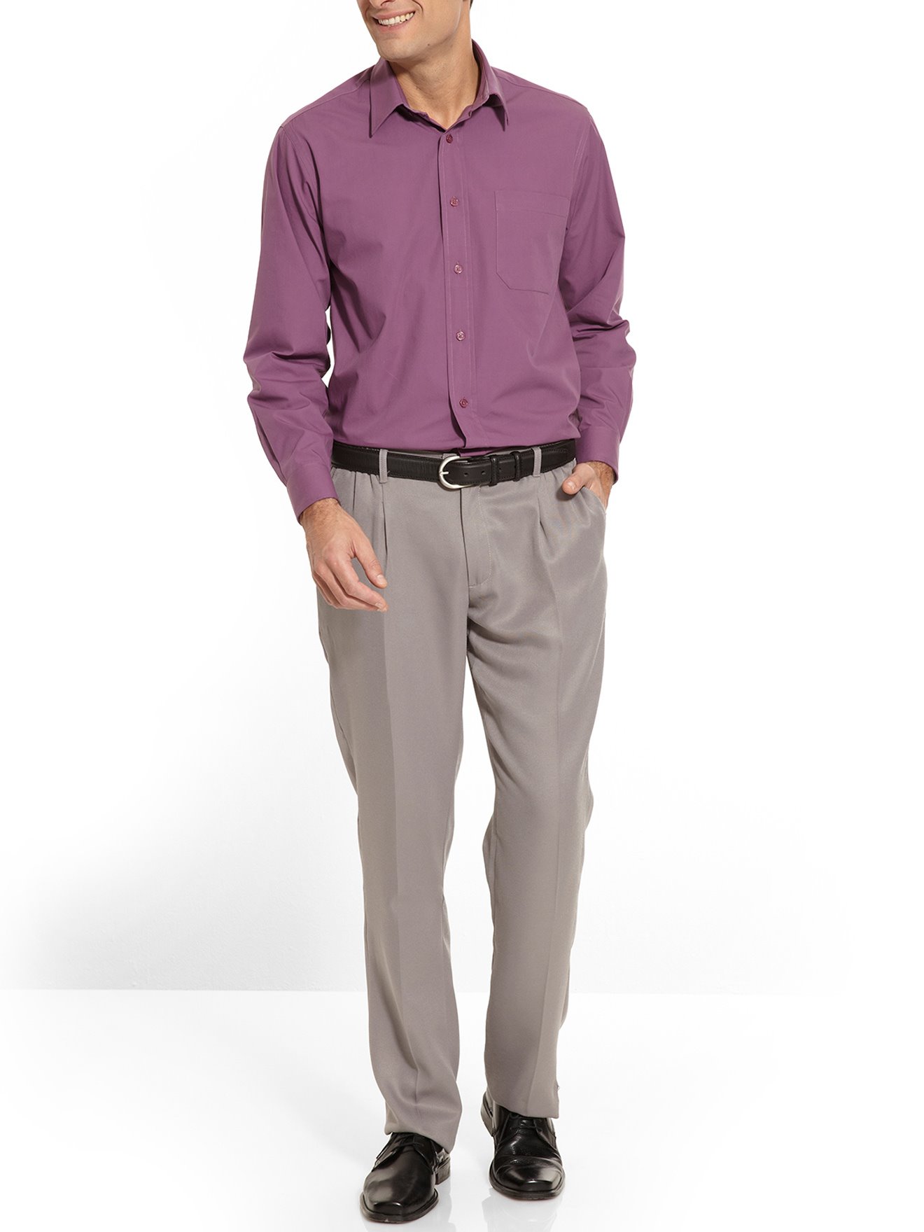 Chemise en pur coton tissé teint