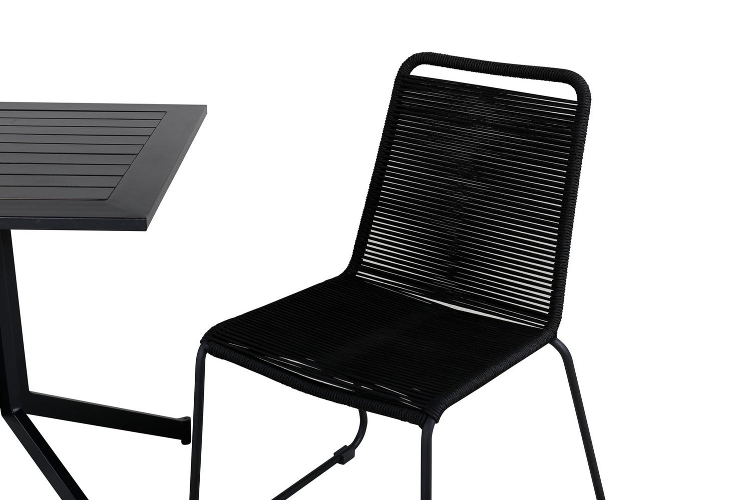 Tuinset Way, tafel 70x70cm en 2 stoelen, stabilS Lindos zwart. 70 x 70 x 72 cm