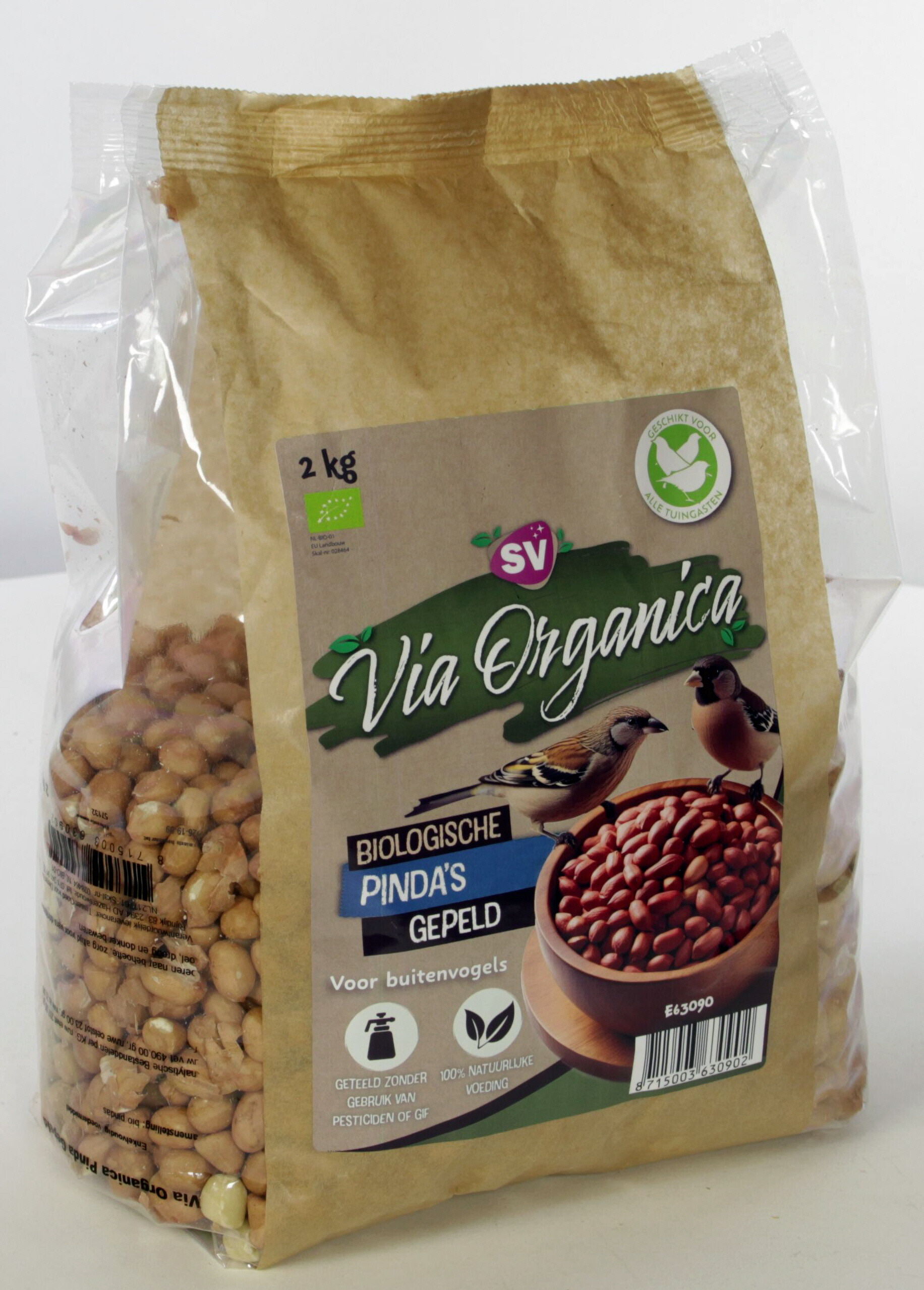 Via Organica - Biologische Pinda's Gepeld - Tuinvogelvoer - 2 Kilogram