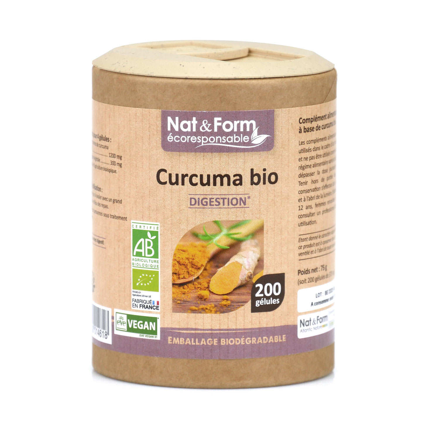 Curcuma bio - 200 gélules de 375mg
