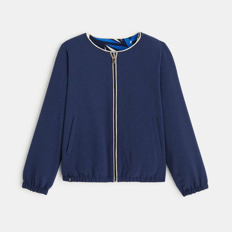 Blouson zippé réversible bleu fille