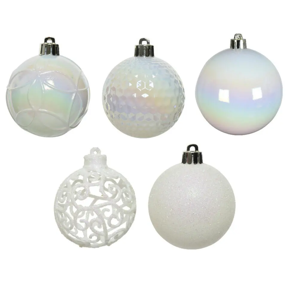 Bellatio Decorations kerstballen -37x -parelmoer -6 cm -kunststof