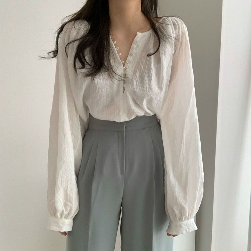 Mori Girls - Henley-blouse met lange mouwen