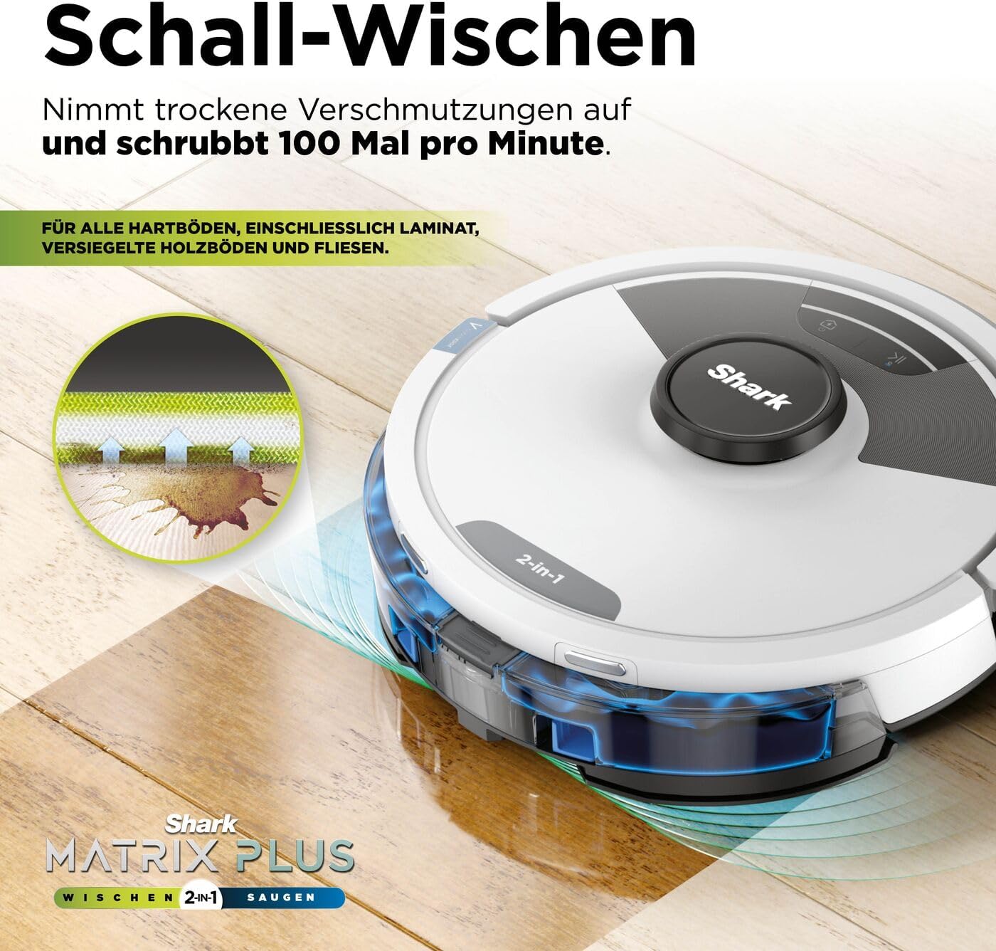 Shark Matrix Plus 2-in-1 Wisch- & Saugroboter mit LiDAR-Home Mapping, Matrix- & Kantenreinigung, für Teppich, Hartböden & Tierhaare, Selbstaufladend, Anti-Allergen, Weiß RV2620WDEUWH