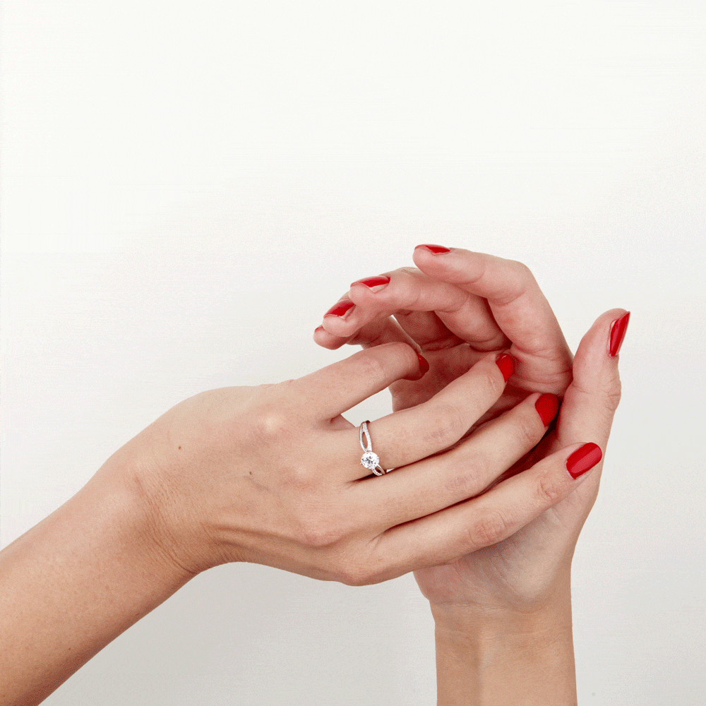 Bague Solitaire Essie Argent Blanc Oxyde De Zirconium