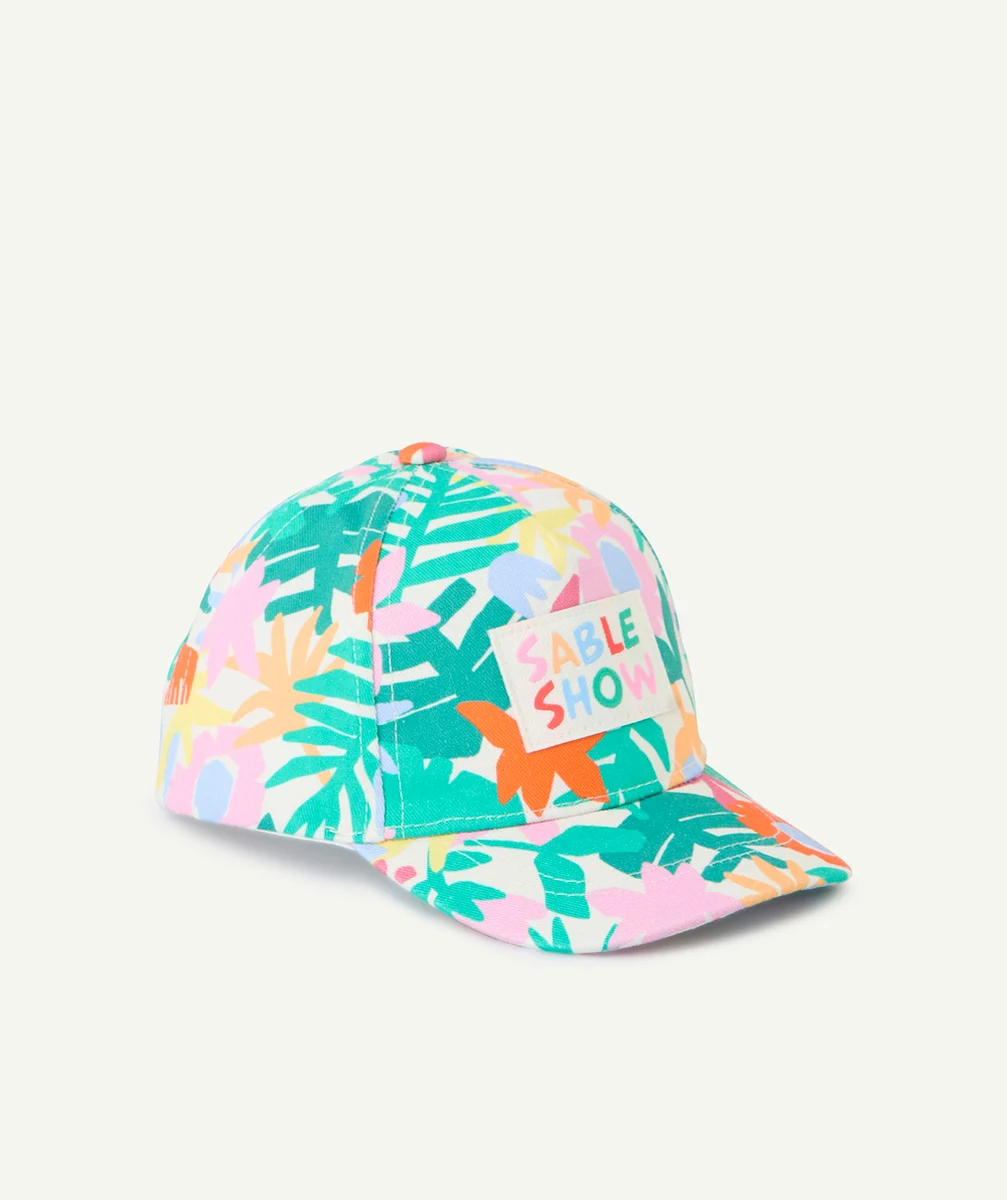 casquette bébé fille colorée avec imprimé feuilles et message