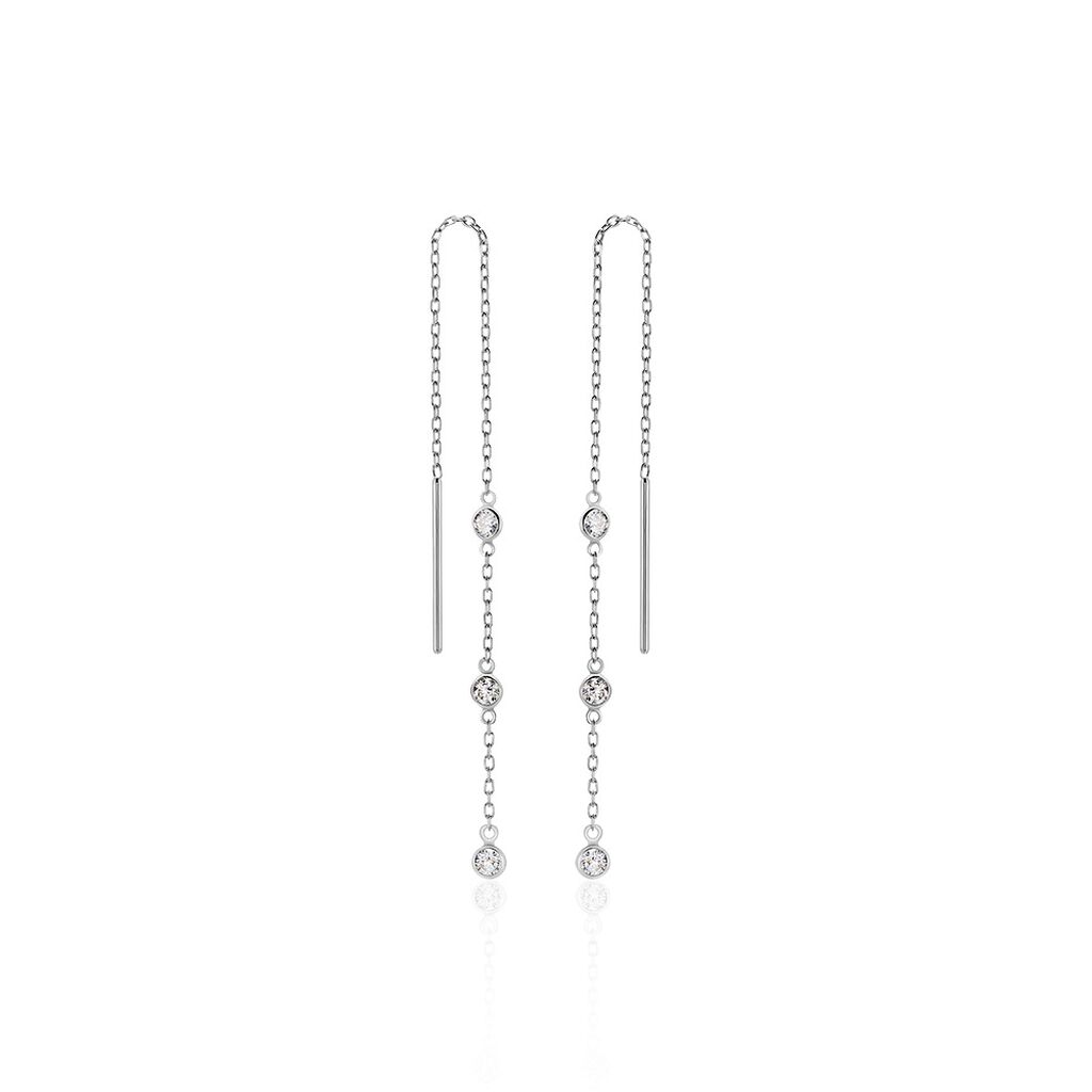Boucles D'oreilles Pendantes Themis Argent Blanc Oxyde De Zirconium