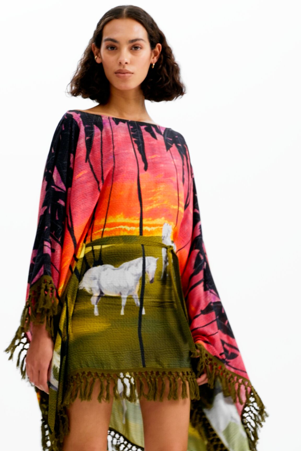 Robe poncho courte Stella Jean