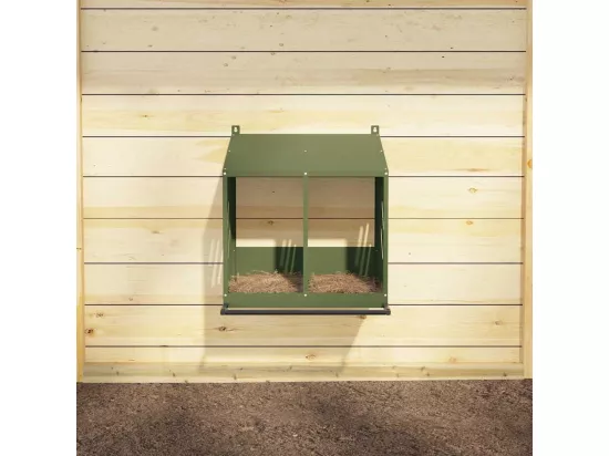 Nichoir à poules avec 2 compartiments vert olive métal