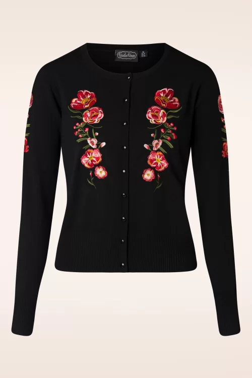 Vixen Senne Bloemen vest in zwart