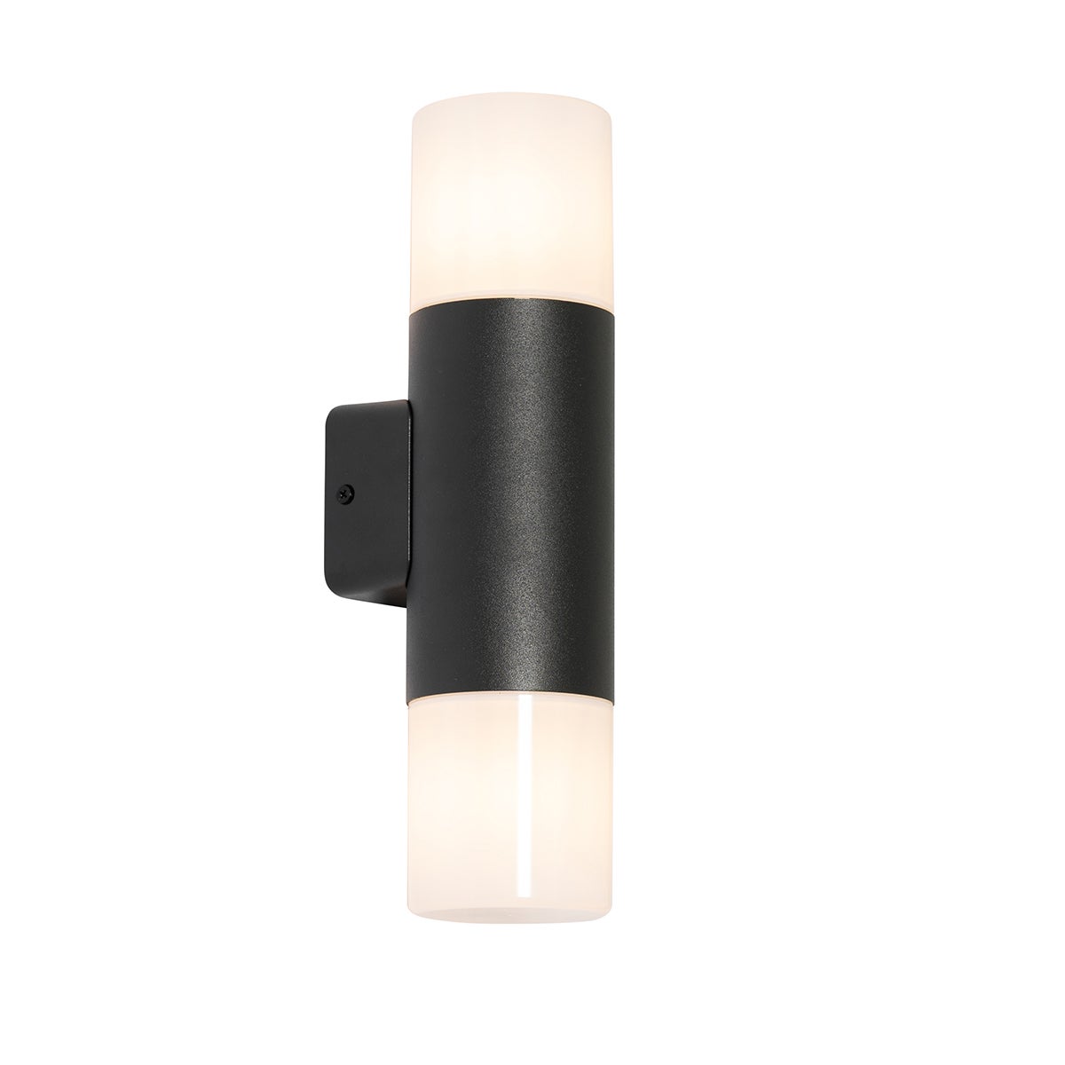 Buitenwandlamp, zwart met opaal kap, 2-lichts, IP44 - Odense