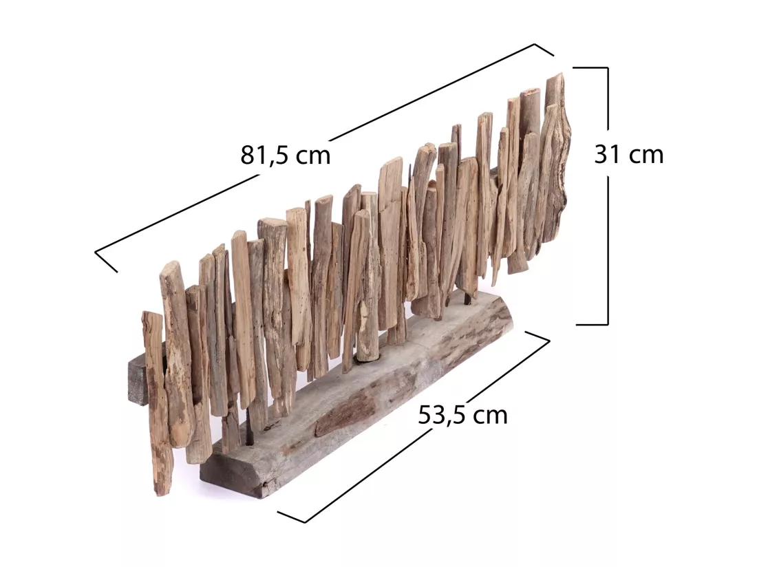 SCULPTURE Solea 80 cm, bois flotté sur socle couleurs naturelles